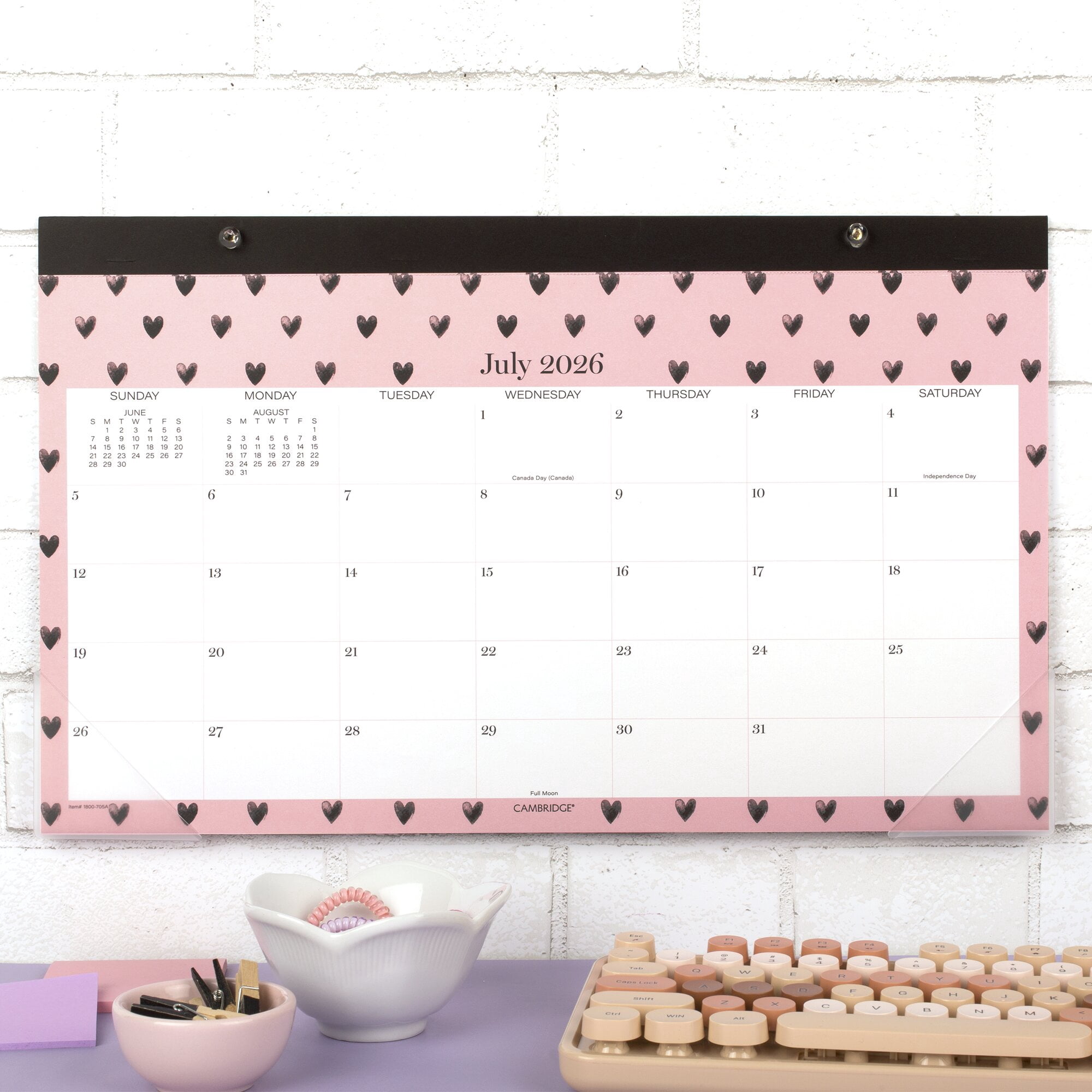 Mead Cambridge Cherish Academic 2026-2027 Monthly Desk Pad Calendar Compact 11 x