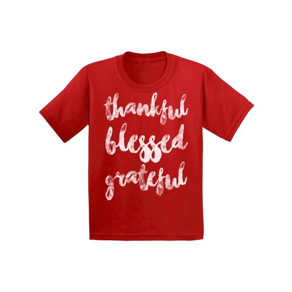 Awkward Styles Happy Thanksgiving T-Shirt Thankful Blessed Grateful Kids T Shirts