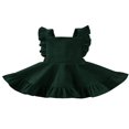 thumbnail image 1 of Girls Solid Color Suspender Skirt  Sleeveless Square Collar Large Hem High Waist Dress with Ruffles, 1 of 7