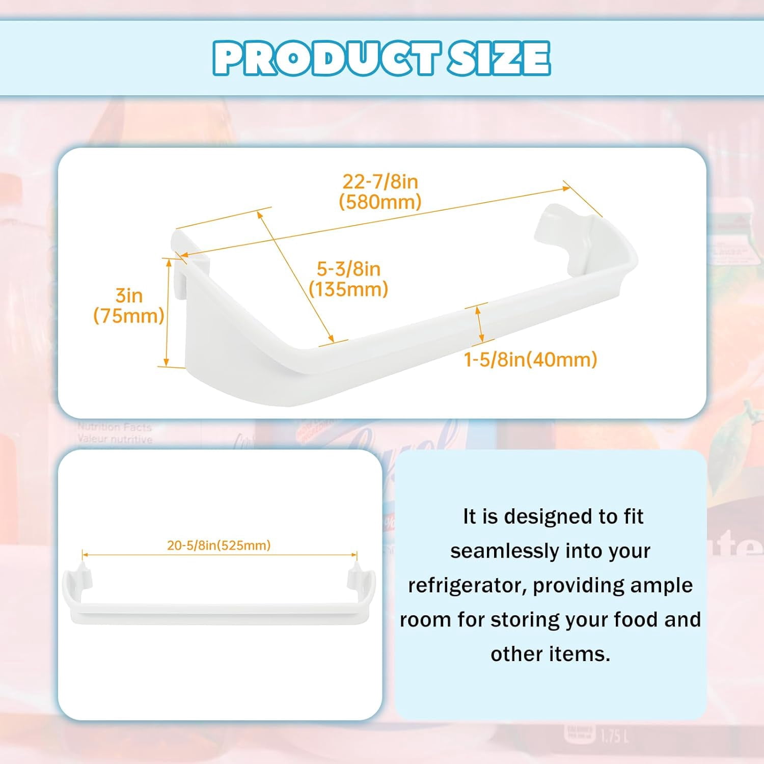 DanYee 240535201 (Middle) Replacement Refrigerator Door Rack Compatible with Electrolux Frigidaire Gibson Kelvinator Westinghouse Refrigerator Door Shelf
