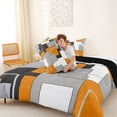 thumbnail image 4 of Homewish Orange Minimalist Block Full Size Comforter Sets,Aesthetic Geometric Bedding Comforter Set,Black Reversible,3-Piece,1 Comforter and 2 Pillowcases, 4 of 7