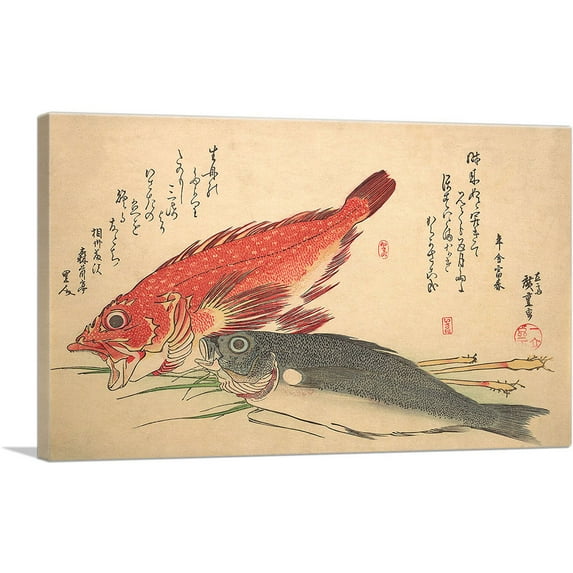 ARTCANVAS Isaki and Kasago Fish Canvas Art Print by Utagawa Hiroshige - Size: 40" x 26" (0.75" Deep)