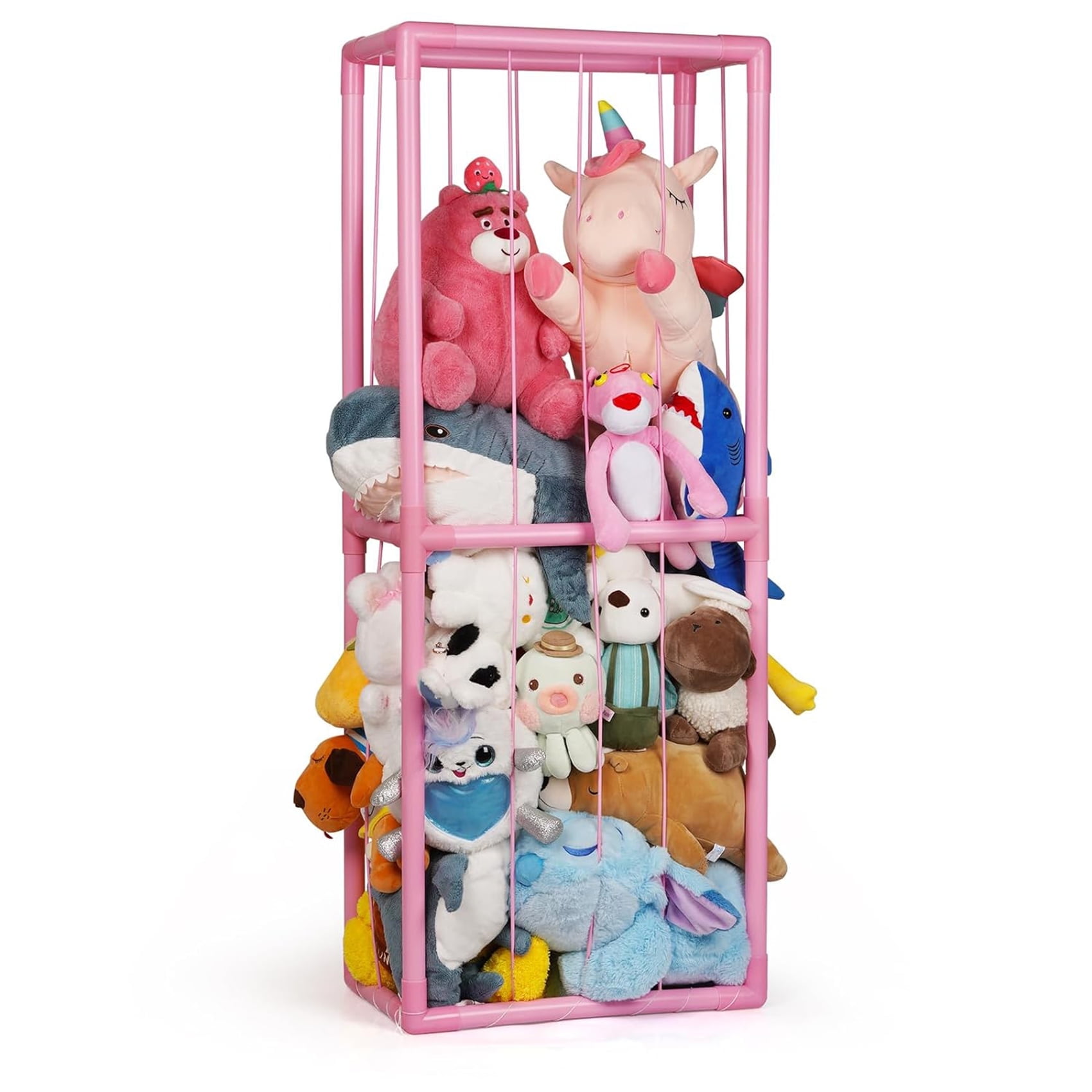Loghot Stuffed Animal Storage Holder, Toy Organizer, PVC Plush Storage Organizer Shelf for Kids Play Room Bedroom, Pink