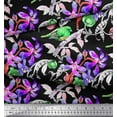 thumbnail image 2 of Soimoi Green Cotton Duck Fabric Leaves,Floral & American Robin Bird Printed Craft Fabric by The Yard 42 Inch Wide, 2 of 3
