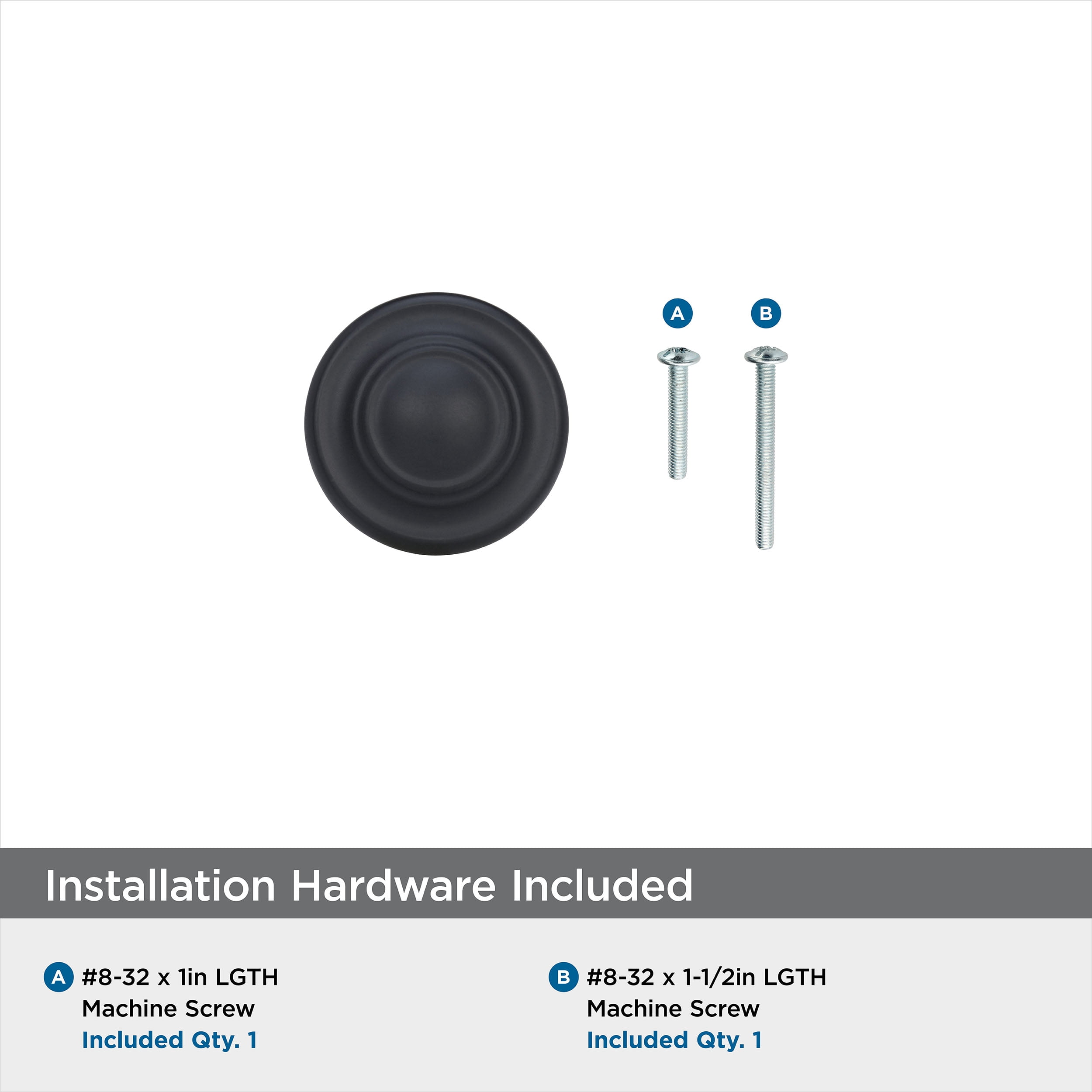 Amerock Inspirations 1-3/4 inch (44mm) Diameter Matte Black Cabinet or Furniture Knob, 10 Pack