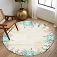 thumbnail image 2 of Round Rugs 5Ft, Beige Coastal Round Area Rug Washable Indoor Throw Carpet, Summer Nautical Beach Coral Starfish Soft Non Slip Circle Rug for Cabinet Bathroom Home Decor Aesthetic, 2 of 8