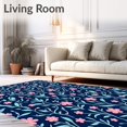 thumbnail image 2 of ODIKA 2'x3' Machine Washable Non-Slip Area Rug, Botanical Vinework with Flowing Petal Details and Delicate Leaf Embellishments High Traffic Rug, Blue, 569756, 2 of 7