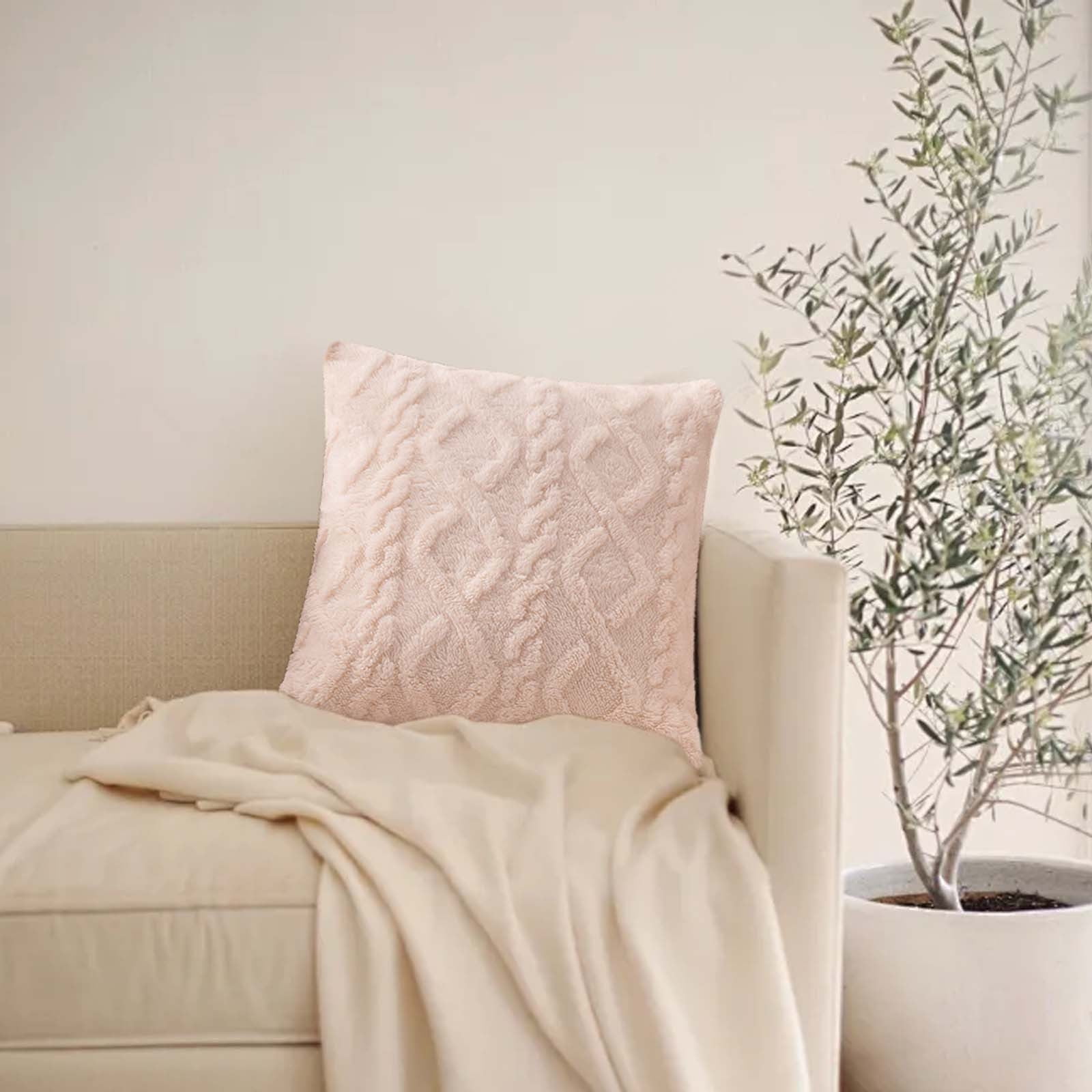 Amvlyk Geometric Motifs Couch Pillow Cases Throw Pillows Home Decor for Living Room Bedroom Bed Outdoor Cushion Cover（17.72x17.72In,Pillow Cover Only）White