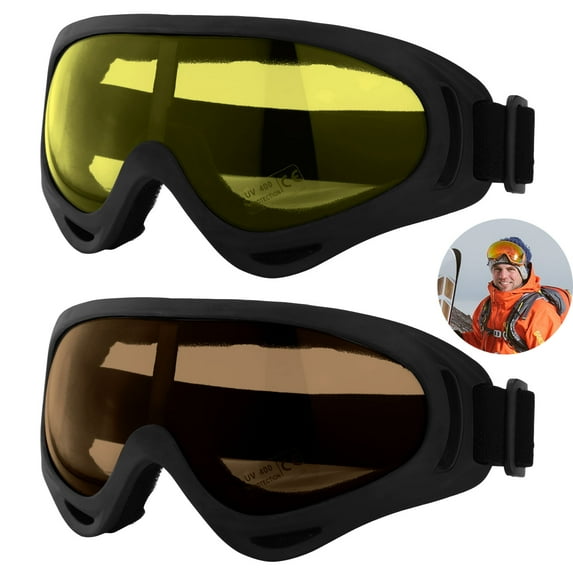 KKSQ Outdoors Ski Goggles Double UV400 Anti Fog Dust Wind UV Outdoor Sport Snow Snowboard PC Monolayer Goggles