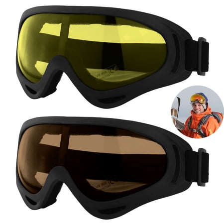 KKSQ Outdoors Ski Goggles Double UV400 Anti Fog Dust Wind UV Outdoor Sport Snow Snowboard PC Monolayer Goggles