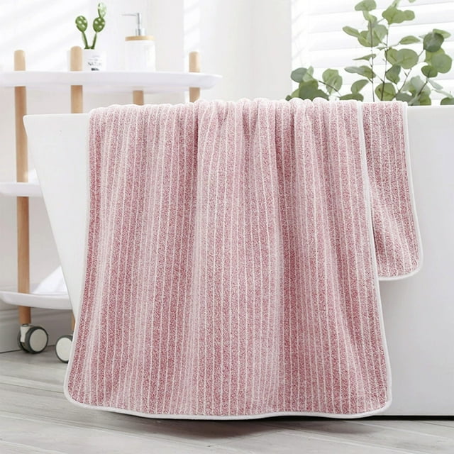 Bath Towel, EDHITNR Extra Large Lightweight Bath Towel, 55x27.55 Inch Flock Super Soft Absorbent Quick Dry Portable, Pink