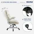thumbnail image 6 of Nouhaus Big and Tall White High Back PU Leather Office Chair with Lumbar Support & Adjustable Flip-up Armrests for Home Office & Study Room, 6 of 11