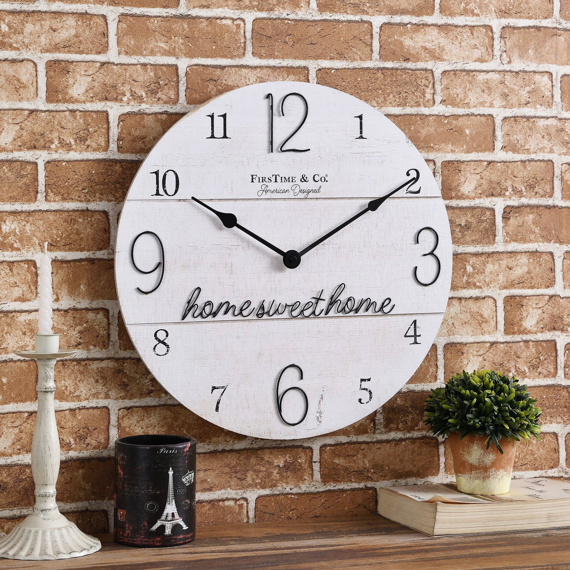 FirsTime & Co. White Home Sweet Home Wall Clock, Farmhouse, Analog, 15.5 x 1.75 x 15.5 in