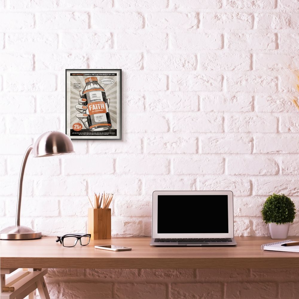 Stupell Industries Faith Formula Funny Vintage Comic Book Design Framed Wall Art by Ester Kay