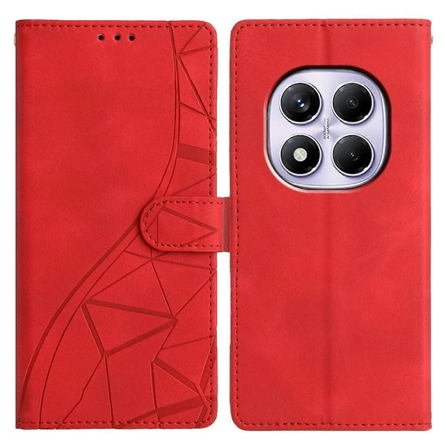 For Xiaomi Redmi Note 14 Pro 4G Case Wallet Stand Imprinted Triangle Pattern Leather Phone Flip Cove