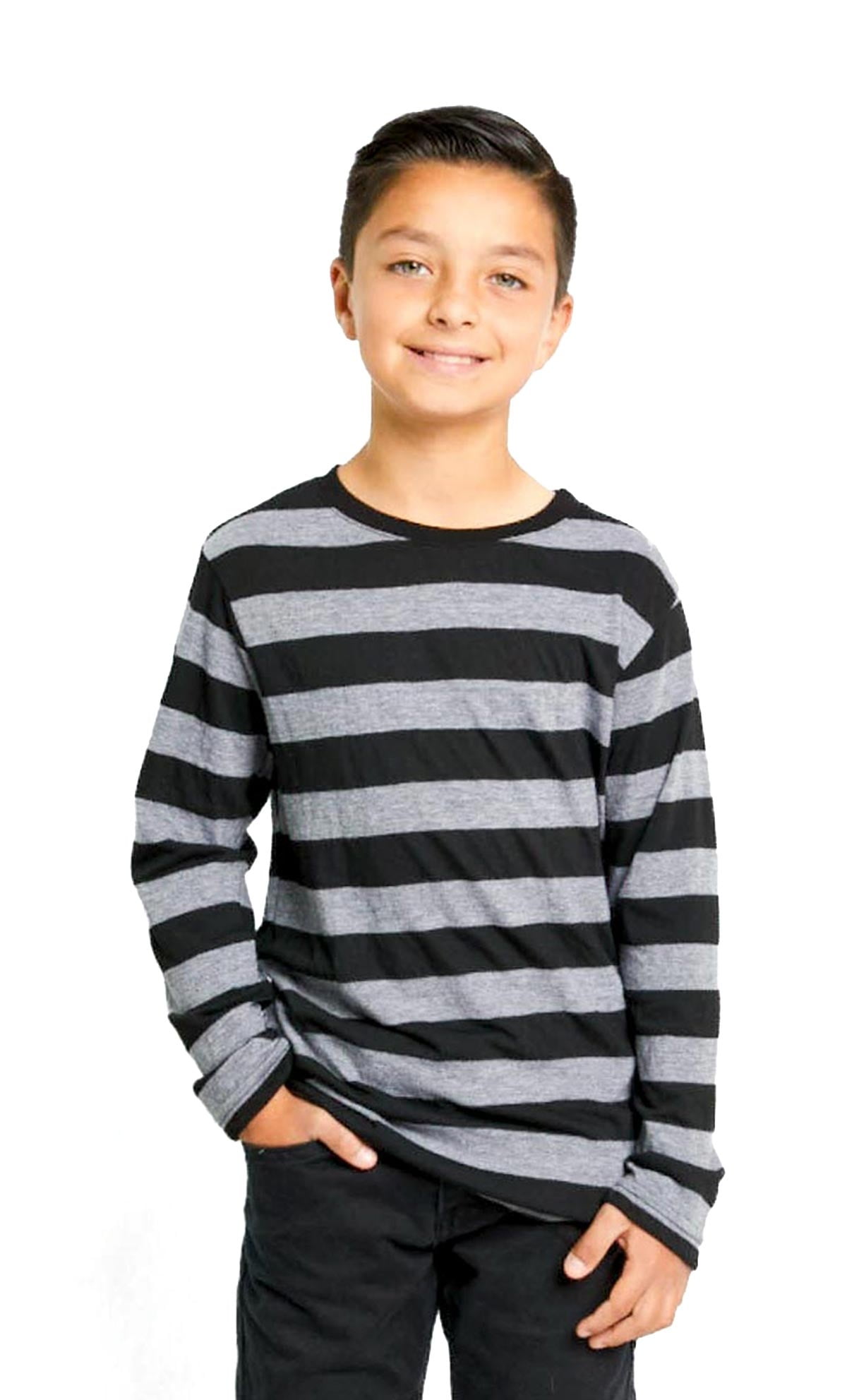 Child Long Sleeve Gray Black Striped 