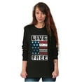 thumbnail image 5 of Live Free Geometric American Flag USA Plus Size Long Sleeve Graphic Tee Shirt Brisco Brands 2X, 5 of 6