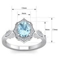 thumbnail image 5 of SuperJeweler 1 1/2 Carat Oval Shape Aquamarine and Halo Diamond Ring In Sterling Silver For Women, 5 of 6