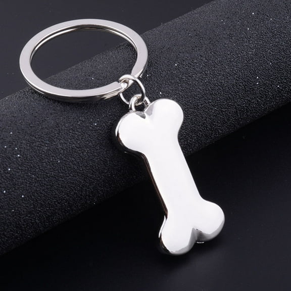 Worgeous Bone Shape Keyring Keychain Metal Cool Car Keyring Purse Bag Pendant Decoration Creative Gift Party Favor (Silver)