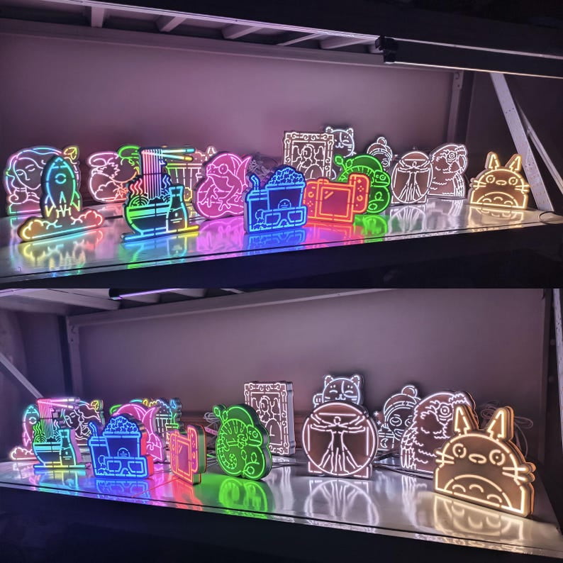 Dinosaur Led Light Box, Dimmable Neon-Like Light Signs USB Power for Wall Decor Bedroom Decoration, Static Light (WxH) 6"x6"