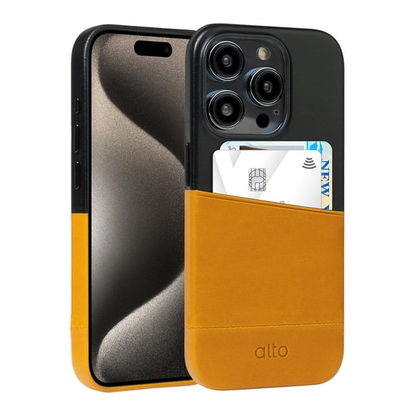 Funda tarjetero de cuero alto Metro para iPhone 15 Pro de 6,1"