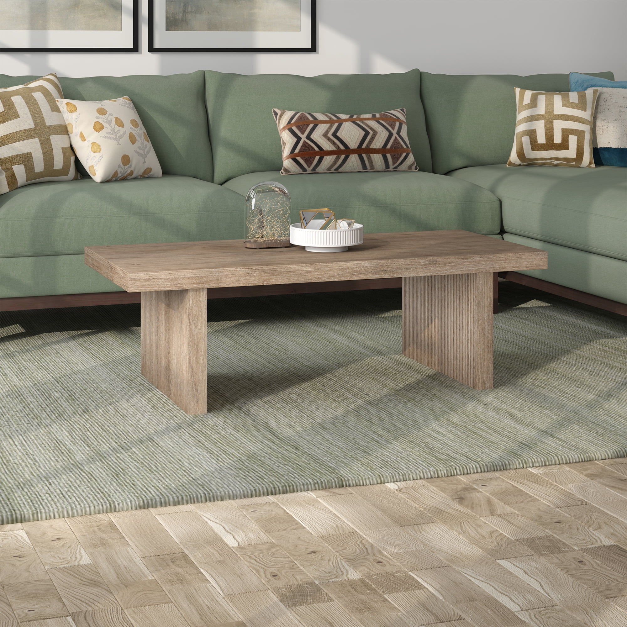 Evelyn&Zoe Modern/Contemporary 48" Wide Antiqued Gray Oak Coffee Table