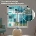 thumbnail image 6 of Turquoise Kitchen Window Curtains Valance and Tier Set, Teal Grey Modern Rod Pocket Short Tier Curtain, Abstract Art Small Cafe Drapes for Kitchen Decor 52" x 24", 6 of 6