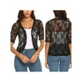 thumbnail image 5 of Chollius Women Summer Sun-Proof Cardigan Lace Sheer Cardigan Summer Short Sleeve Slim Shrug Ruffle Open Front Tops for Women, 5 of 6