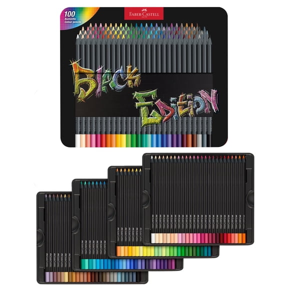 Faber-Castell Black Edition - Soft Core Color Pencils Easter Basket Filler: 100 Count Tin