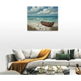thumbnail image 4 of Beach Decor Wall Art Coastal Ocean Waves Boat Pictures Wall Decor Vintage Nature Nautical Canvas Prints Seagull Seascape Artwork Decorations Framed for Bathroon Living Room Bedroom Office 16 x 12 inch, 4 of 6