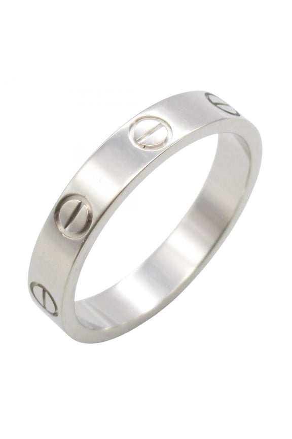 Pre-Owned Cartier Mini Love Ring, 18K White Gold, Silver, for Men and Women, B4049654 (Good)