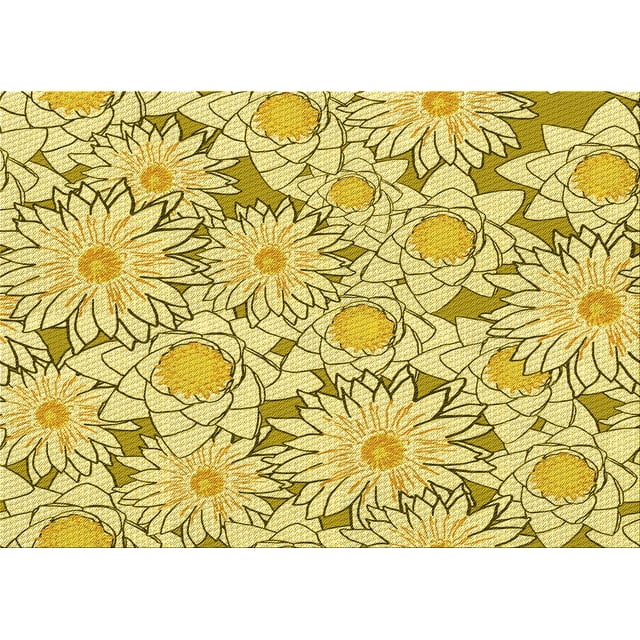 Ahgly Company Tapis d'Intérieur Lavables en Machine à l'Aide d'Un Rectangle Transitionnel Doré Foncé, 7' x 10'