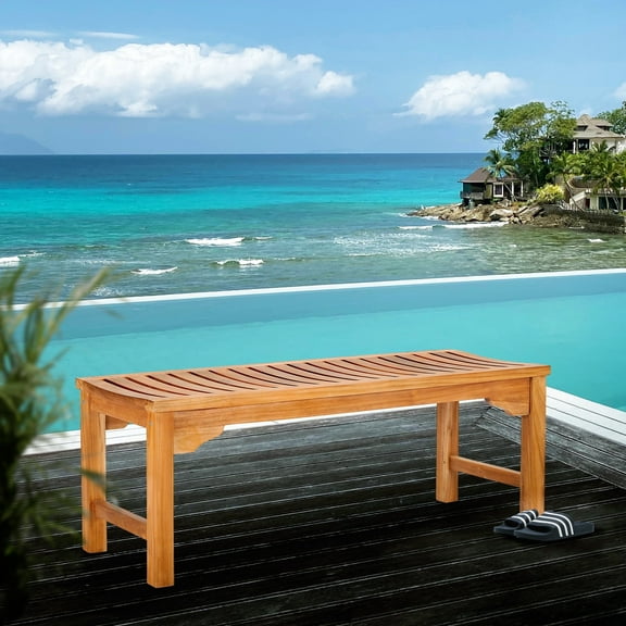 Teak Wood Santa Monica Backless Outdoor Patio & Garden Bench, 4 foot