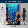 thumbnail image 2 of LVRLVR 1/4 Underwater world Ocean Fabric Shower Curtain Rug Set - Vibrant Coral Reef Underwater Bath Mat Bathroom Decoration,Blue, 70.8" × 70.8", 2 of 8
