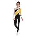 thumbnail image 2 of vastwit Girls Kids Metallic Bodysuit Color Block Gymnastics Leotard Figure Skating Jumpsuit Full Body Dance Unitard Gold 8, 2 of 6