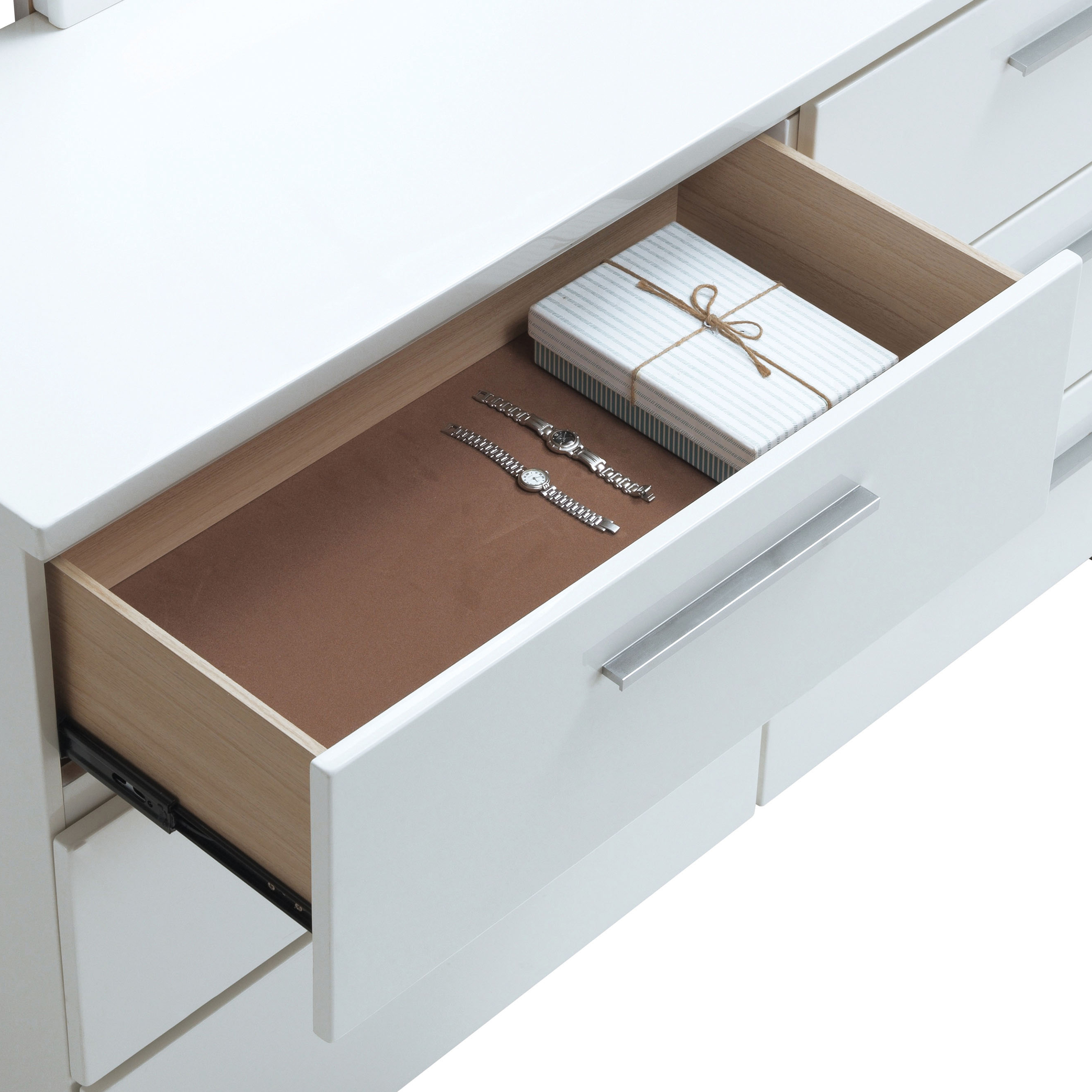 Furniture of America Krister Wood 6-Drawer Dresser, Glossy White