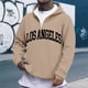 thumbnail image 1 of MHFRRA Sudadera con Capucha y Cremallera de Un Cuarto con Estampado de Letras, Suave y Cómoda, para Uso Informal, Sudadera Deportiva Ligera Caqui, 1 of 3