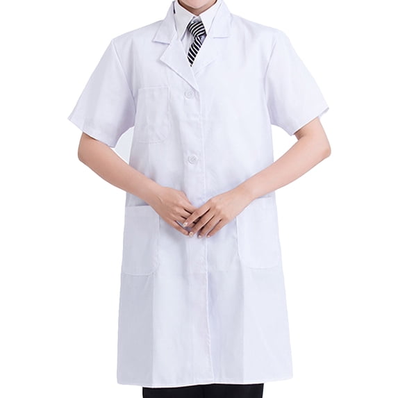 Linyer Laboratory Coat Buttons Multi Pocket Short Sleeve Pet Shop School Factory Work Clothes Internship Section Beautician Use Short Sleeve XXL