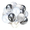 thumbnail image 1 of 20 globos blancos y plateados de 12 pulgadas, globos de confeti plateados, globos cromados metálicos blancos y plateados, 1 of 5