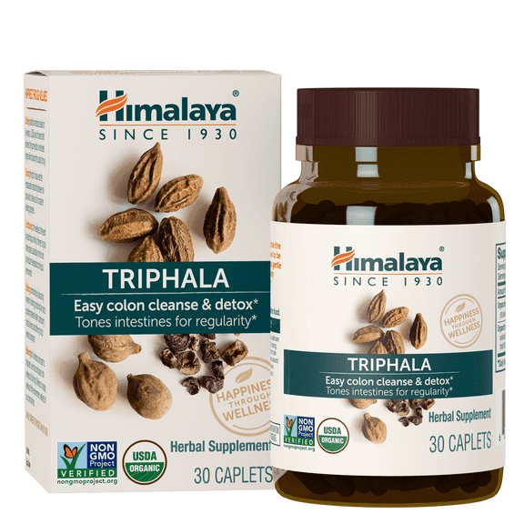 Himalaya Organic Triphala Herbal Supplement Supports Regularity, Occasional Bloating,  30 Plant-Based Caplets