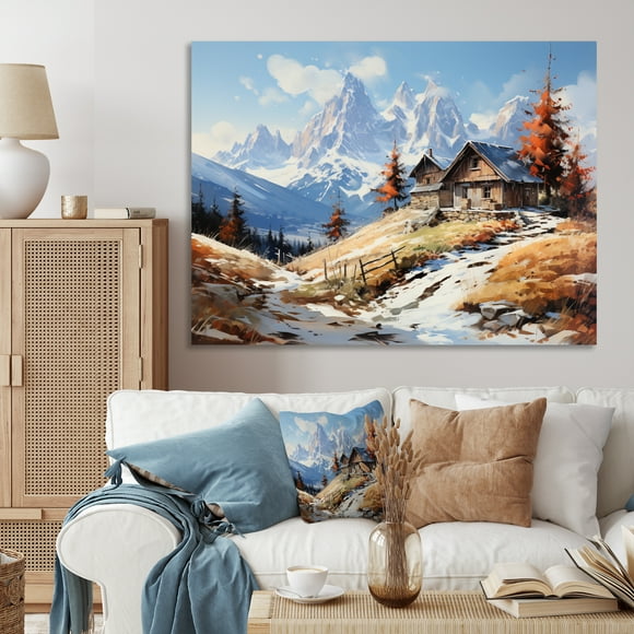 Designart Italy Wall Art, The Majestic Dolomites of Italy , italy Large Wall art decor, Beige Traditional Canvas wall art, 32x16 inches