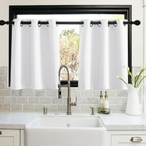 LAPA Life Contemporary White Solid Print Blackout Kitchen Curtains, 33 x 36 in (2 Panels)