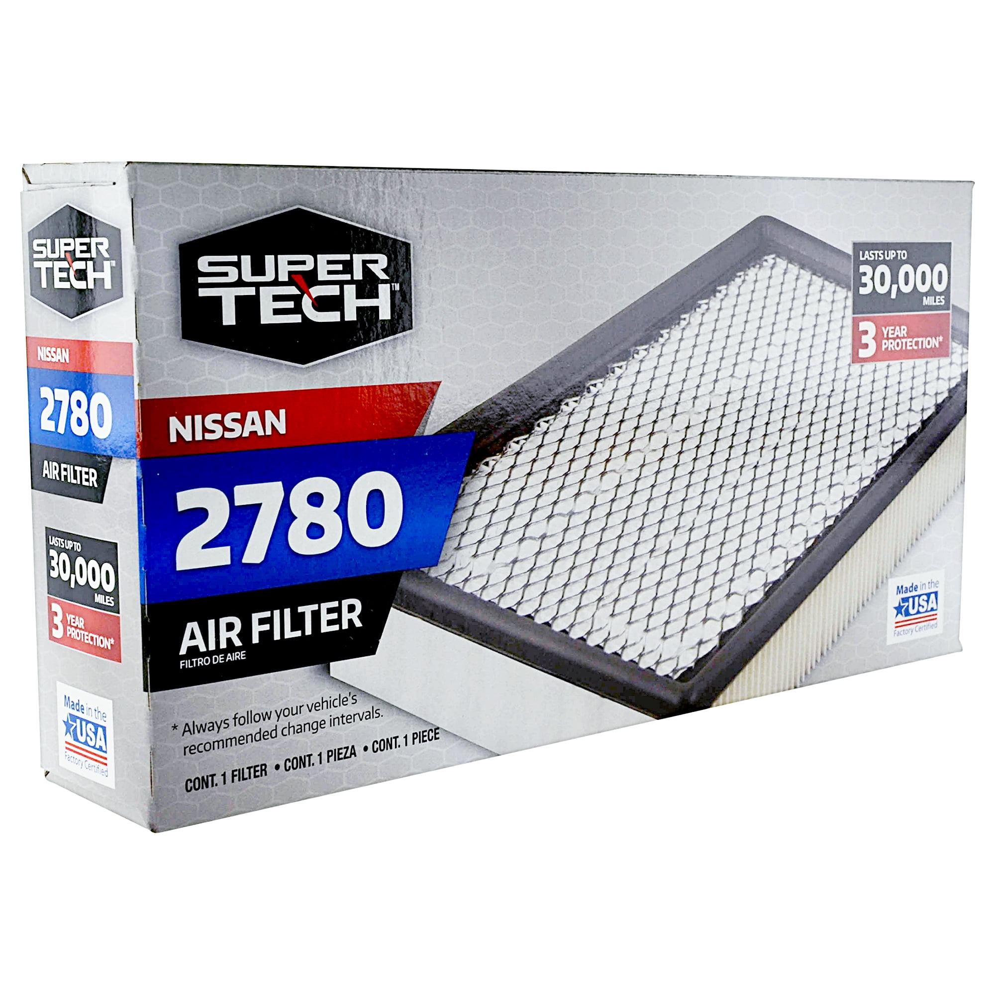 Super Tech 2780 Engine Air Filter, Replacement Filter for Nissan Fits select: 2007-2012 NISSAN VERSA, 2014-2018 INFINITI Q50