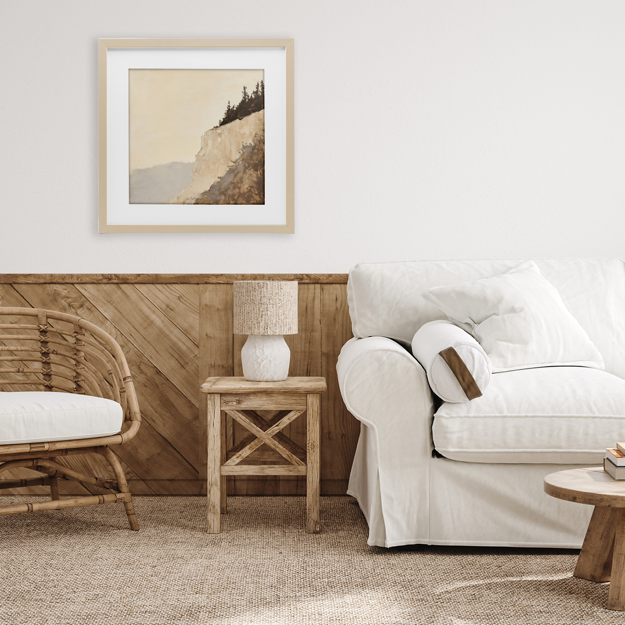 Stupell Industries Serene Cliffside Vista Birch Framed Print Under Glass, design by Petal Prints Design