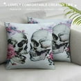 thumbnail image 3 of Nawypu  Throw Pillow Cover Flower Skull Day of Dead Vintage Rose Peony Halloween Design Pattern Gothic Decor Lumbar Pillow Case Cushion for Sofa Couch Bed Standard Queen, 3 of 5