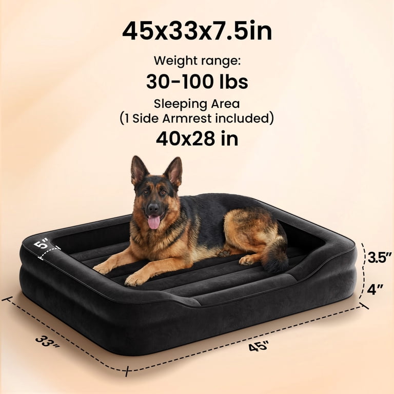 Ophanie Inflatable Orthopedic Dog Bed with Pump, 45" x 33", Black photo 4