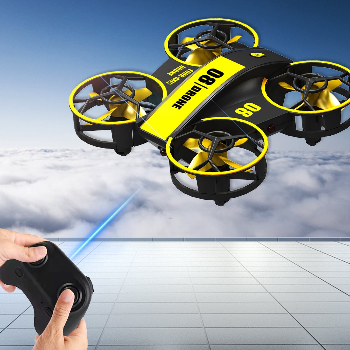 Mini Drone for Kids and Beginners-Remote Control Quadcopter Indoor Helicopter Plane with 3D Flip, Auto Hovering, Headless Mode, 3 Batteries, Best Gift Toy for Boys & Girls,Yellow