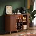 thumbnail image 7 of 55" Wine Bar Cabinet with Storage, Fluted Liquor & Coffee Bar Cabinet with Wine Rack and Glass Holder, Buffet Sideboard with LED Lights for Home Kitchen Living Dining Room (Walnut), 7 of 7