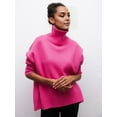 thumbnail image 3 of Women'S High Neck Sweaters Loose Fit Fall Winter Pullover Jumper Tops Rose Red L, 3 of 8