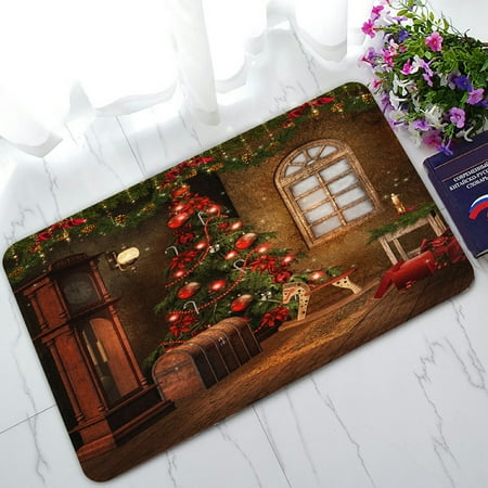Vintage Floor PHFZK Winter Holiday Doormat, Merry Christmas Tree Vintage Style Doormat Outdoors/Indoor Doormat Home Floor Mats Rugs Size 30x18 inches ()